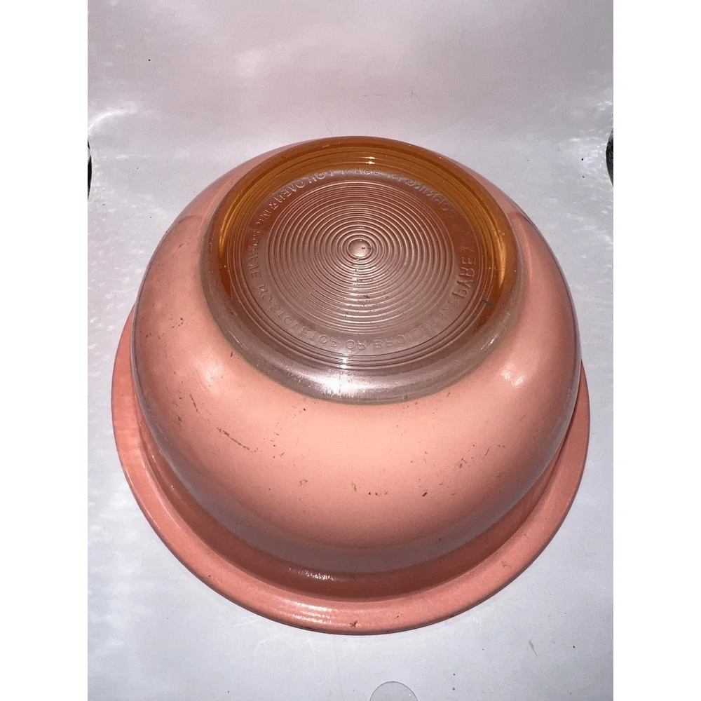 Vintage Pyrex Pink and Yellow Glass Mixing Bowl 6.25 Inch‎ Made in USA